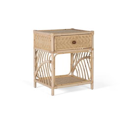 GINER Y COLOMER Table de chevet en rotin naturel - 50 cm de long, 40 cm de large, 60 cm de haut - Meuble artisanal sans montage